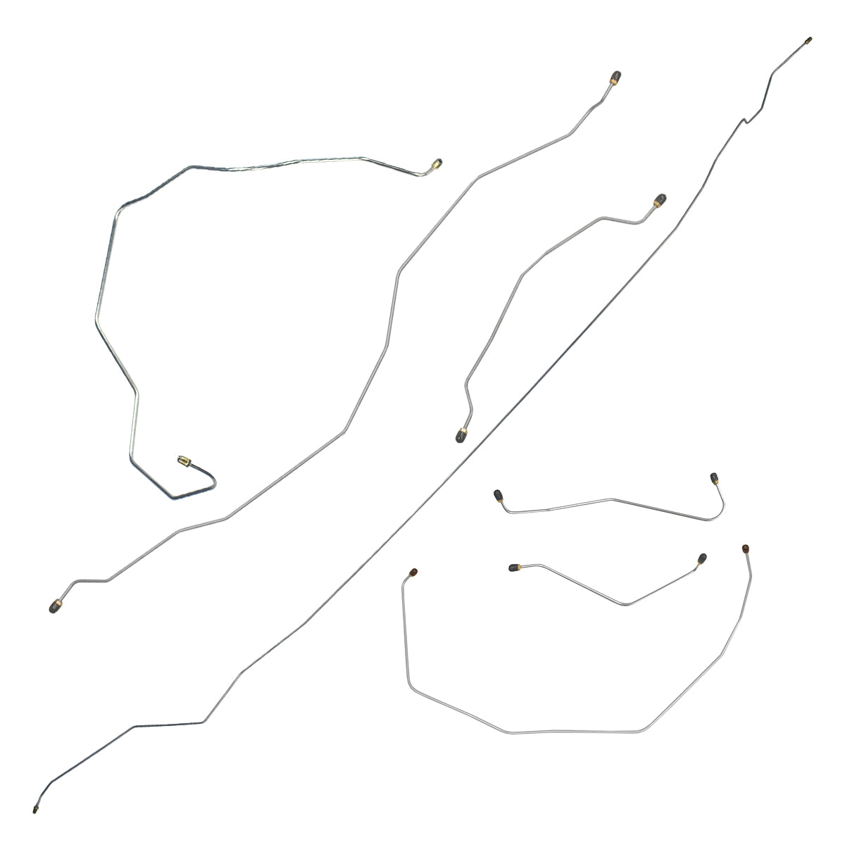 1955 Chevrolet Bel Air w/Single Exhaust Inside Frame Power Brake Line Kit 7pc, OE Steel (E-13)