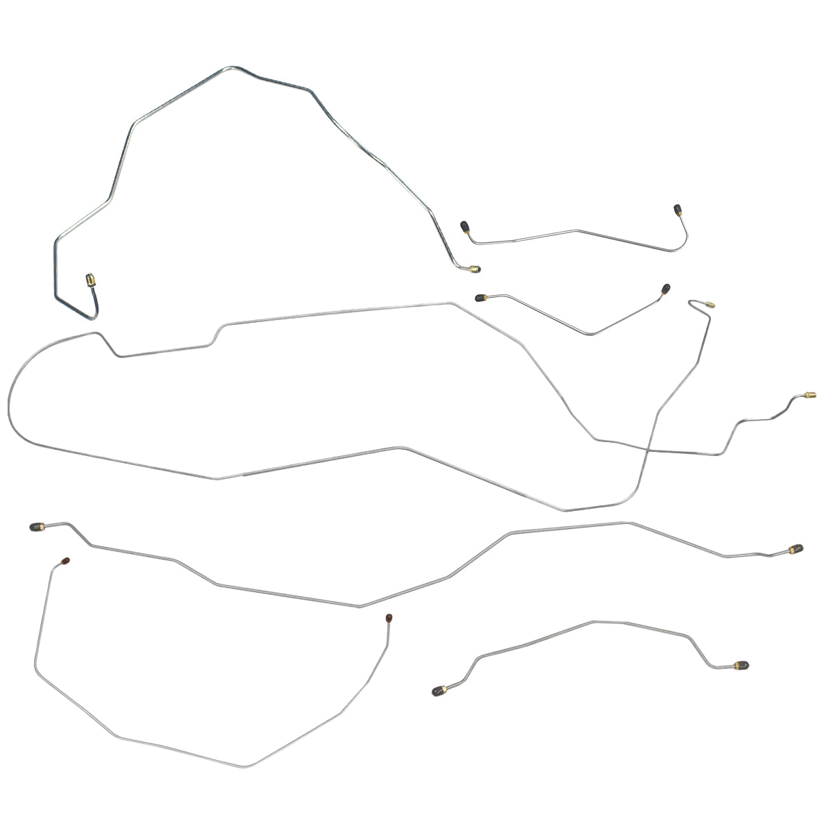 1955 Chevrolet Bel Air w/Dual Exhaust Outside Frame Power Brake Line Kit 7pc, OE Steel (E-13)