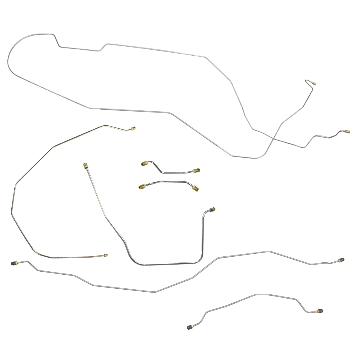 1956 Chevrolet Bel Air w/Dual Exhaust Outside Frame Manual Brake Line Kit 7pc, OE Steel (E-14)