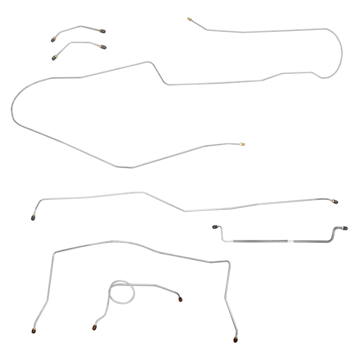 1959-61 Chevrolet Impala Manual Drum Brake Line Kit 7pc, OE Steel