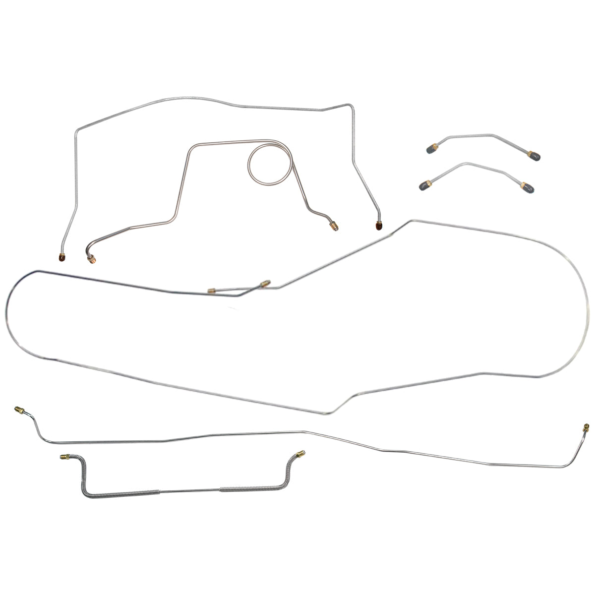 1959-61 Chevrolet Impala Power Drum Brake Line Kit 7pc, OE Steel