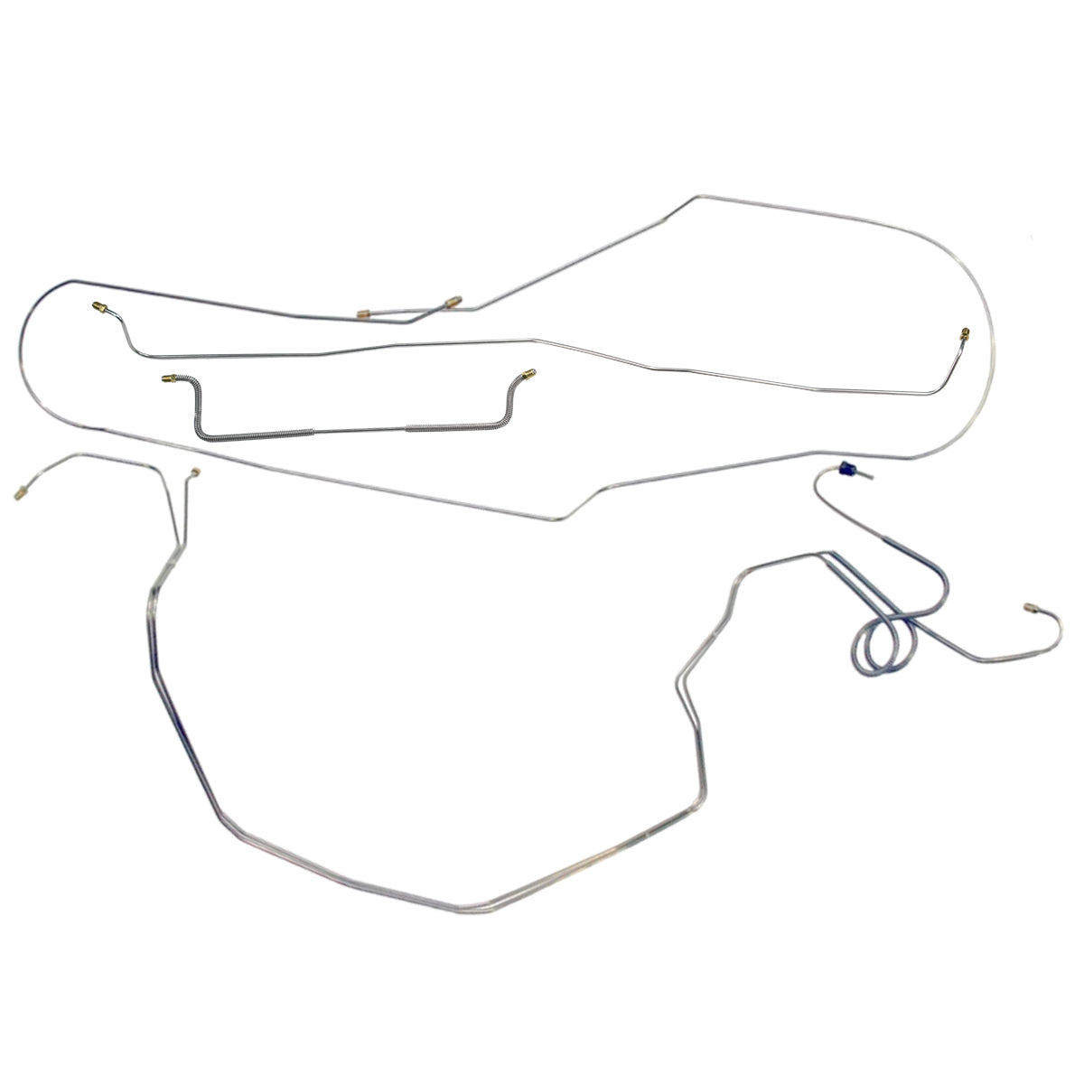 1959-61 Chevrolet Impala Power Drum/Drum Dual Master Conversion Brake Lines, 9pc, OE Steel