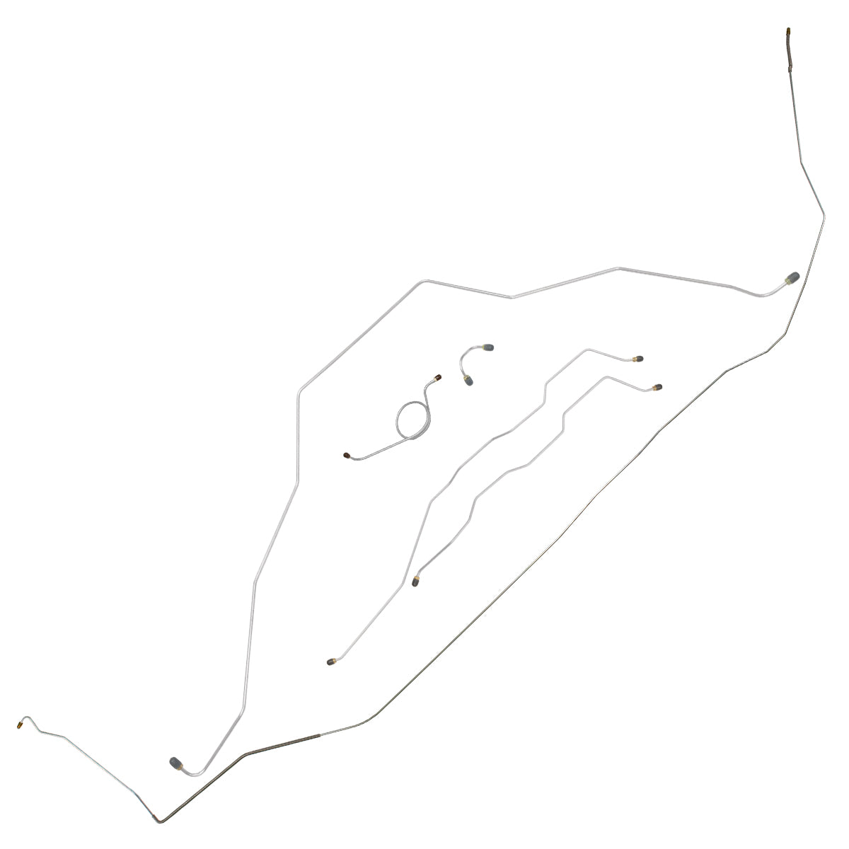 1965 Chevrolet Impala Convertible Manual Drum Brake Line Kit 6pc, OE Steel