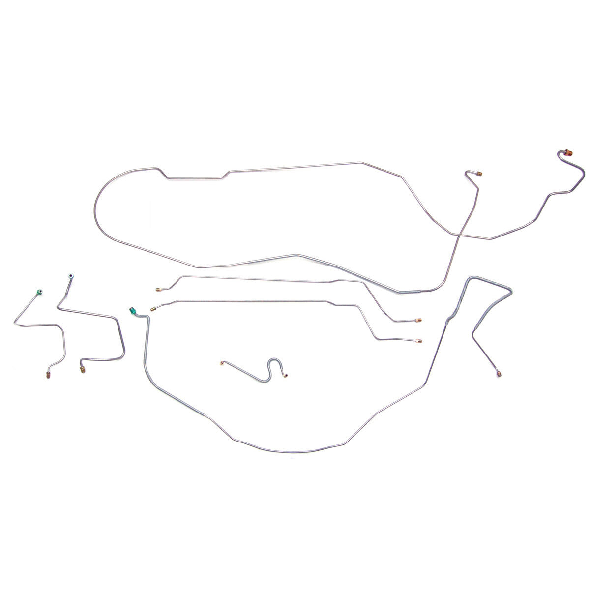 1967-68 Chevrolet Impala Inline 6CYL (Rear of Crossmember) Convertible Manual Drum Brake Line Kit 7pc, OE Steel