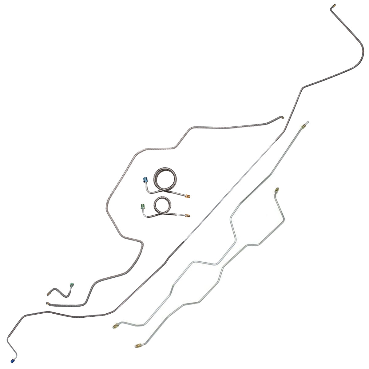 1970 Chevrolet Impala/SS V8 Power Drum Brake Line Kit 7pc, OE Steel