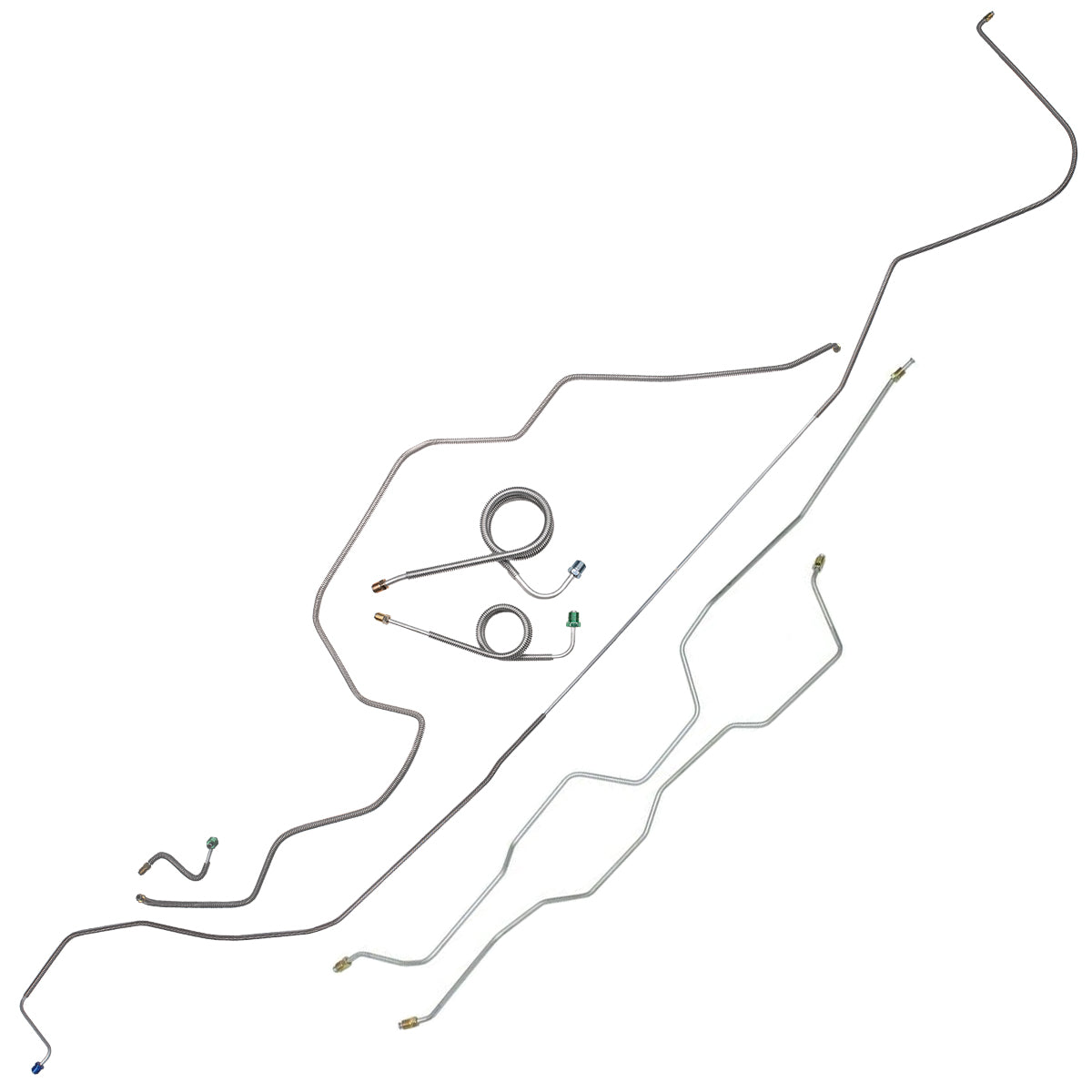 1970 Chevrolet Impala/SS V8 Manual Drum Brake Line Kit 7pc, OE Steel