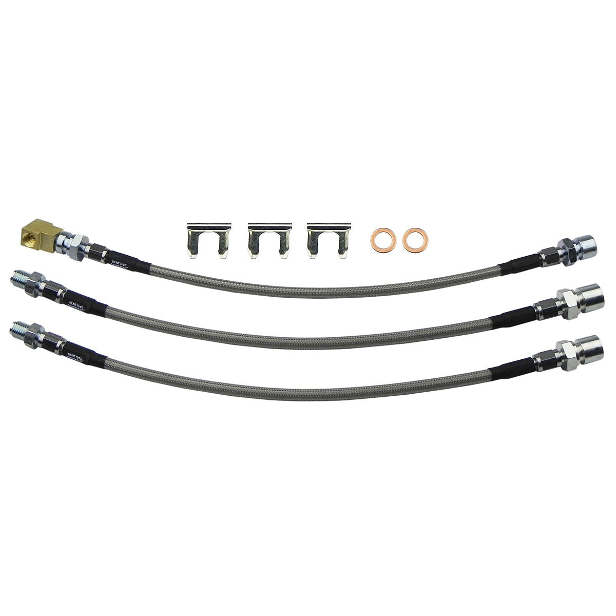 1966-67 Chevelle Lemans Cutlass Skylark Drum Brake Stainless Braided Brake Hose Kit 3pc