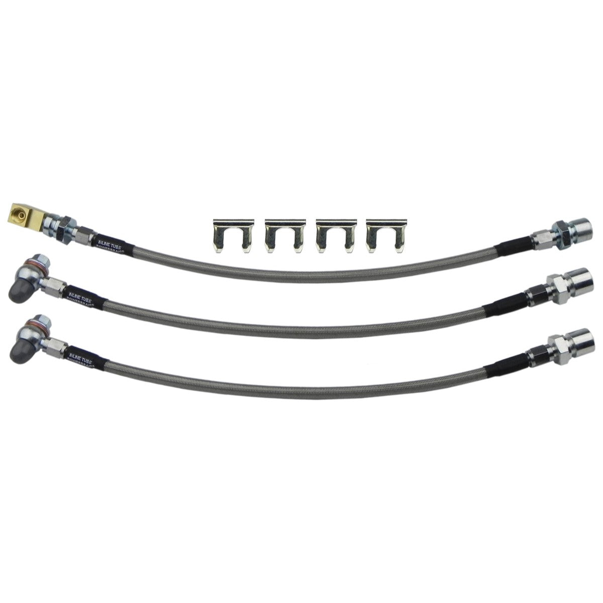1966-67 Chevrolet Chevelle Oldsmobile Cutlass Pontiac Lemans Buick Special 7/16-20 Banjo Stainless Braided Brake Hose Kit 3pc