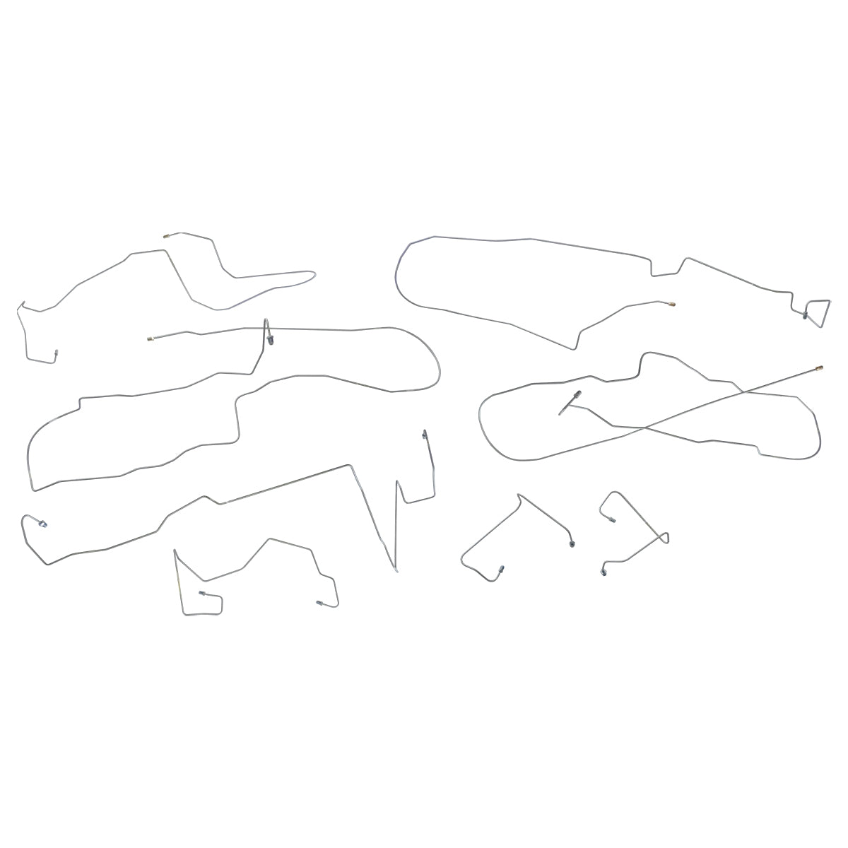 2004-07 Chevrolet Malibu, 2008 Malibu Classic Front Disc Rear Drum Non-ABS w/TC and Non-TC Complete Brake Line Kit 8pc, OE Steel