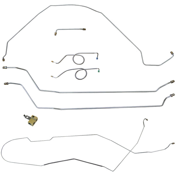 1964 ChevelleMalibuSS Hardtop w/Block Mounted in Stock Location Power Disc Brake Conversion Line Kit 8pc, OE Steel