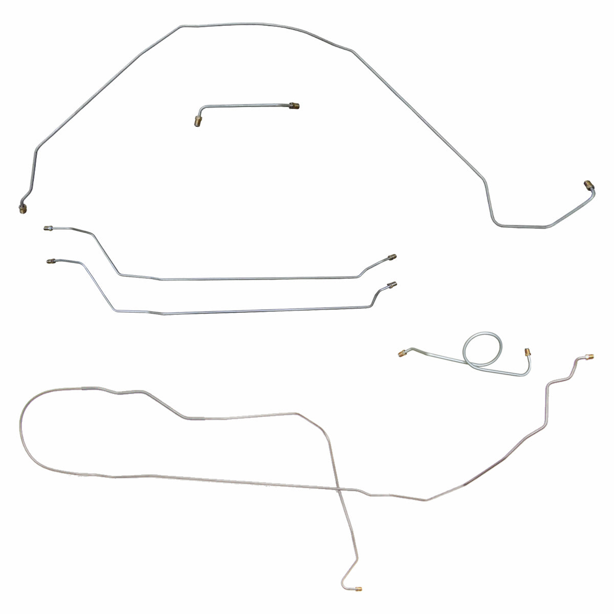 1966 Chevrolet Chevelle Malibu Complete Manual Drum Brake Line Kit 6pc, Conv, OE Steel