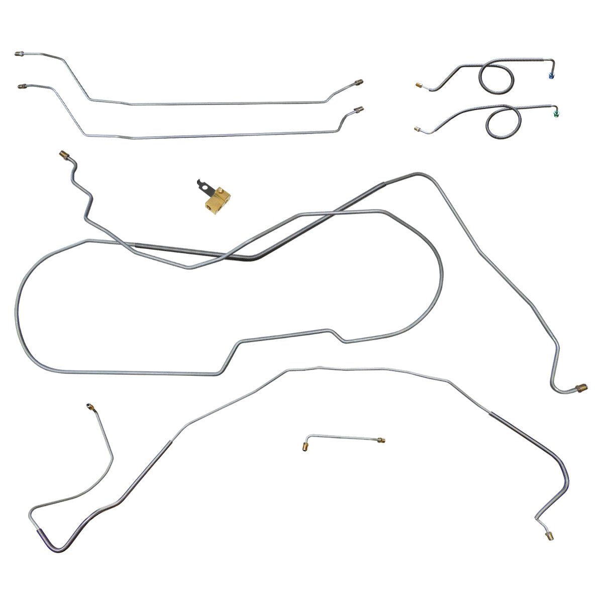1966 Chevelle/Malibu/SS Hardtop w/Block Mounted in Stock Location Power Disc Brake Conversion Line Kit 8pc, OE Steel
