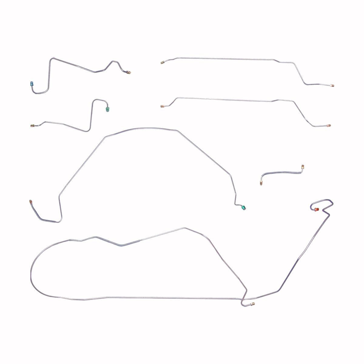 1967 Chevrolet Chevelle/Malibu (Non-SS) Convertible Power Drum Brake Line Kit 7pc, OE Steel