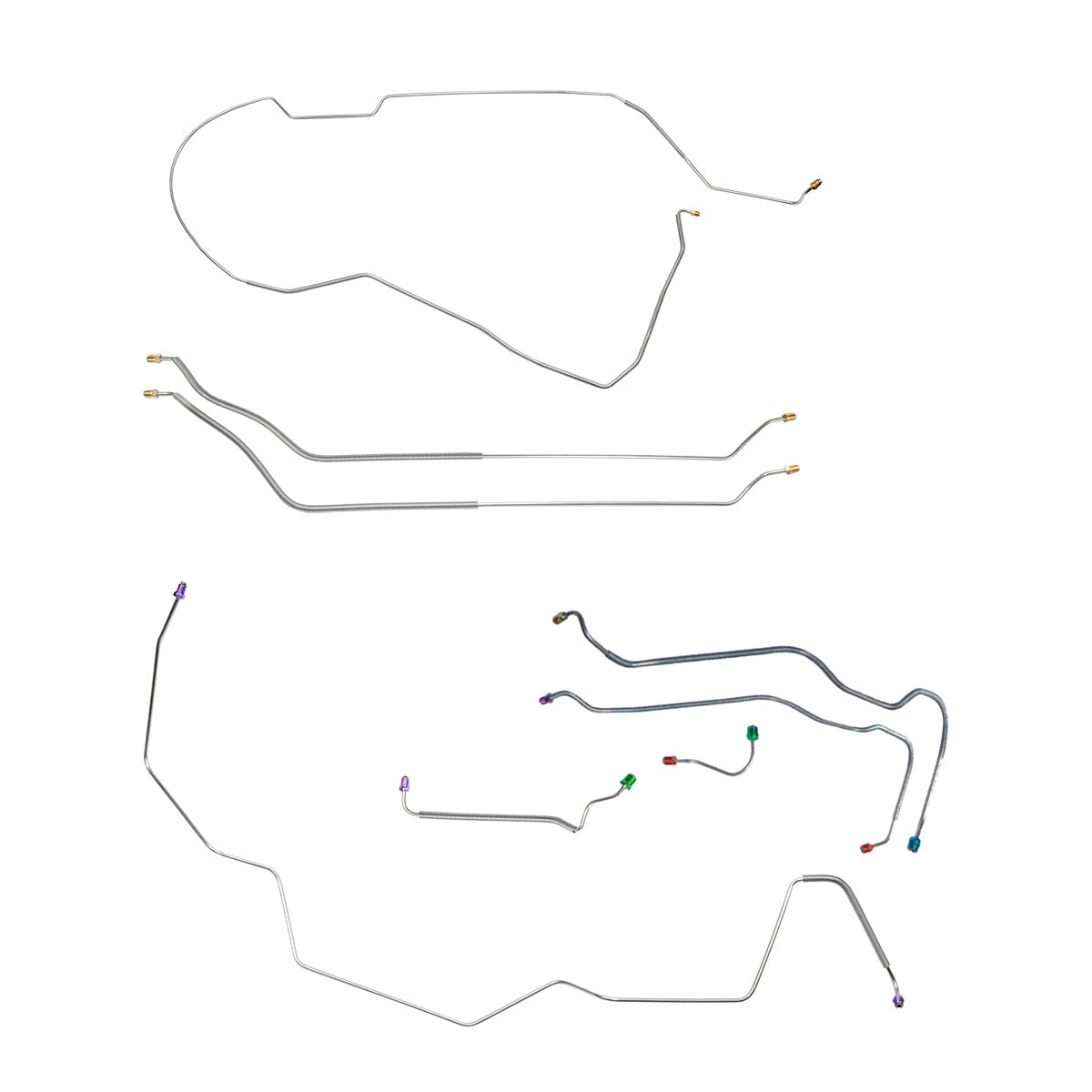 1968 Chevrolet Chevelle/Malibu Non-SS (Only) Hardtop Power Disc Brake Line Kit 8pc, OE Steel