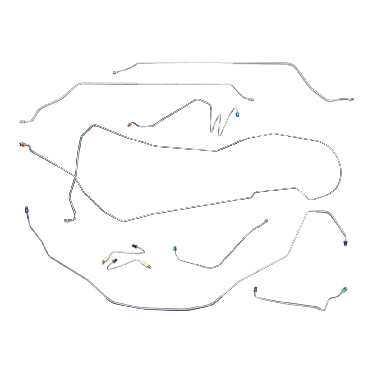 1968 Chevrolet Chevelle/Malibu Non-SS (Only) Hardtop Manual Disc Brake Line Kit 8pc, OE Steel