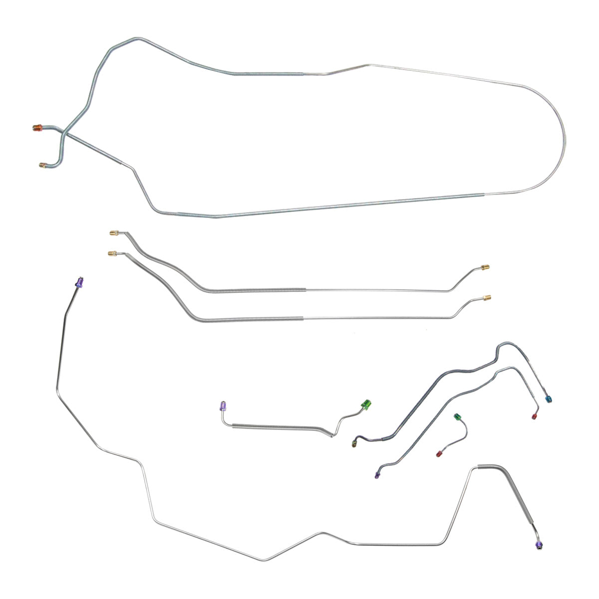 1968 Chevrolet Chevelle/Malibu Non-SS (Only) Convertible Power Disc Brake Line Kit 8pc, OE Steel