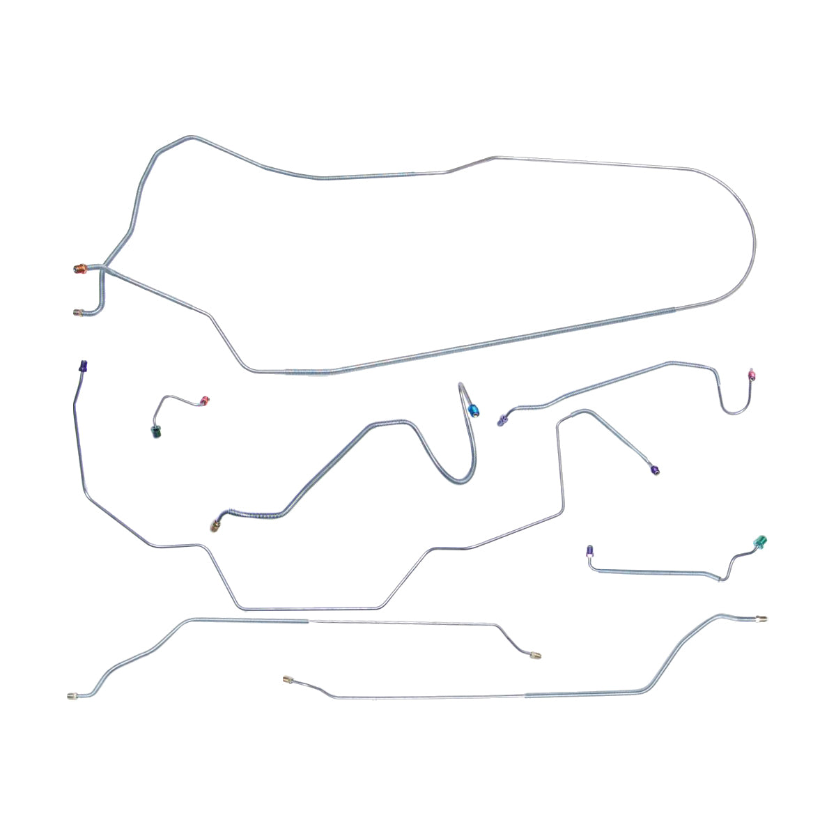 1968 Chevrolet Chevelle/Malibu Non-SS (Only) Convertible Manual Disc Brake Line Kit 8pc, OE Steel