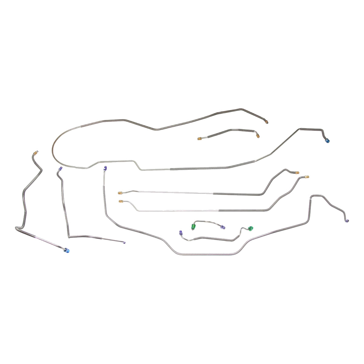 1970 Chevrolet Chevelle Malibu Hardtop Power Disc Brake Line Kit 9pc, OE Steel