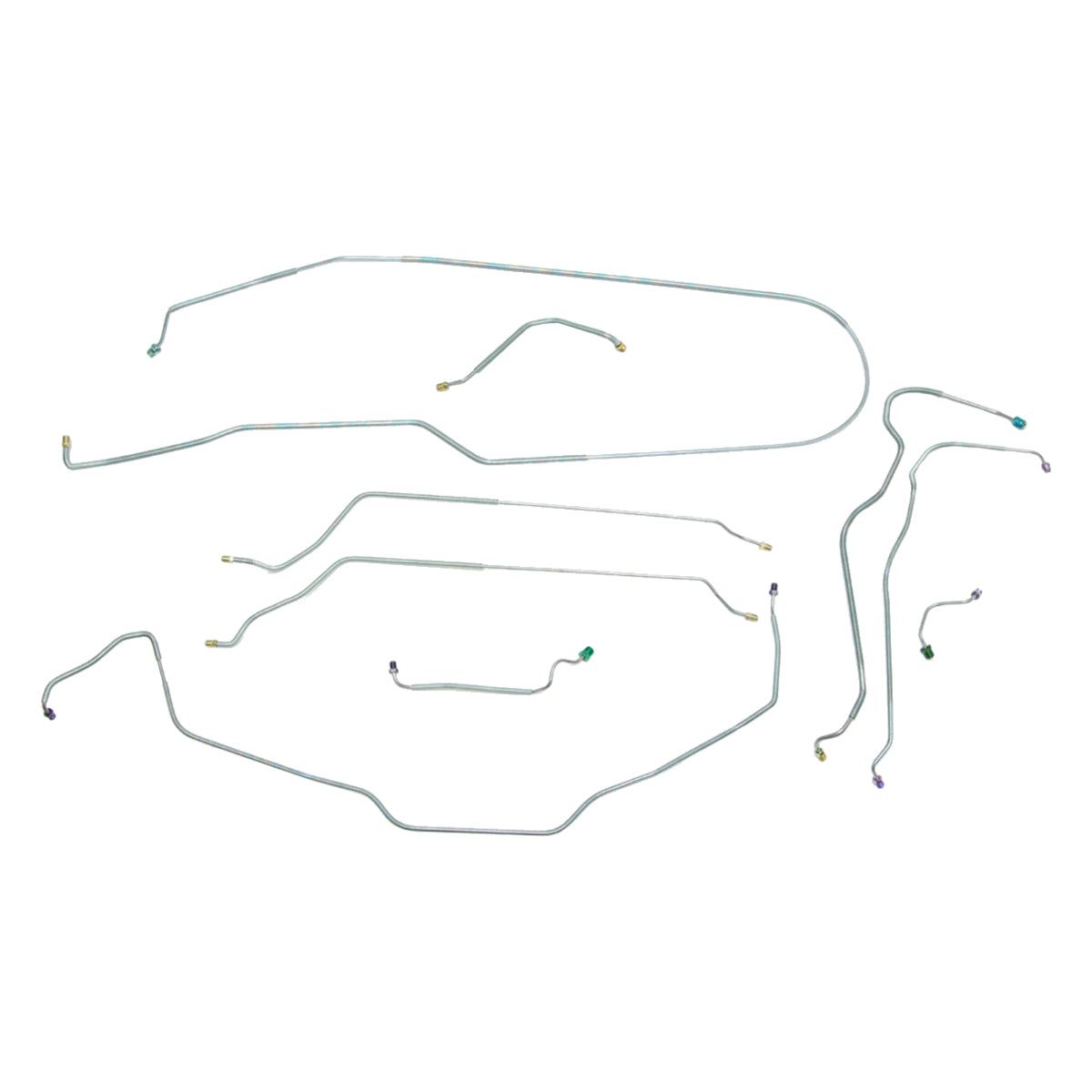 1970 Chevrolet Chevelle Malibu Convertible Power Disc Complete Brake Line Kit 9pc, OE Steel