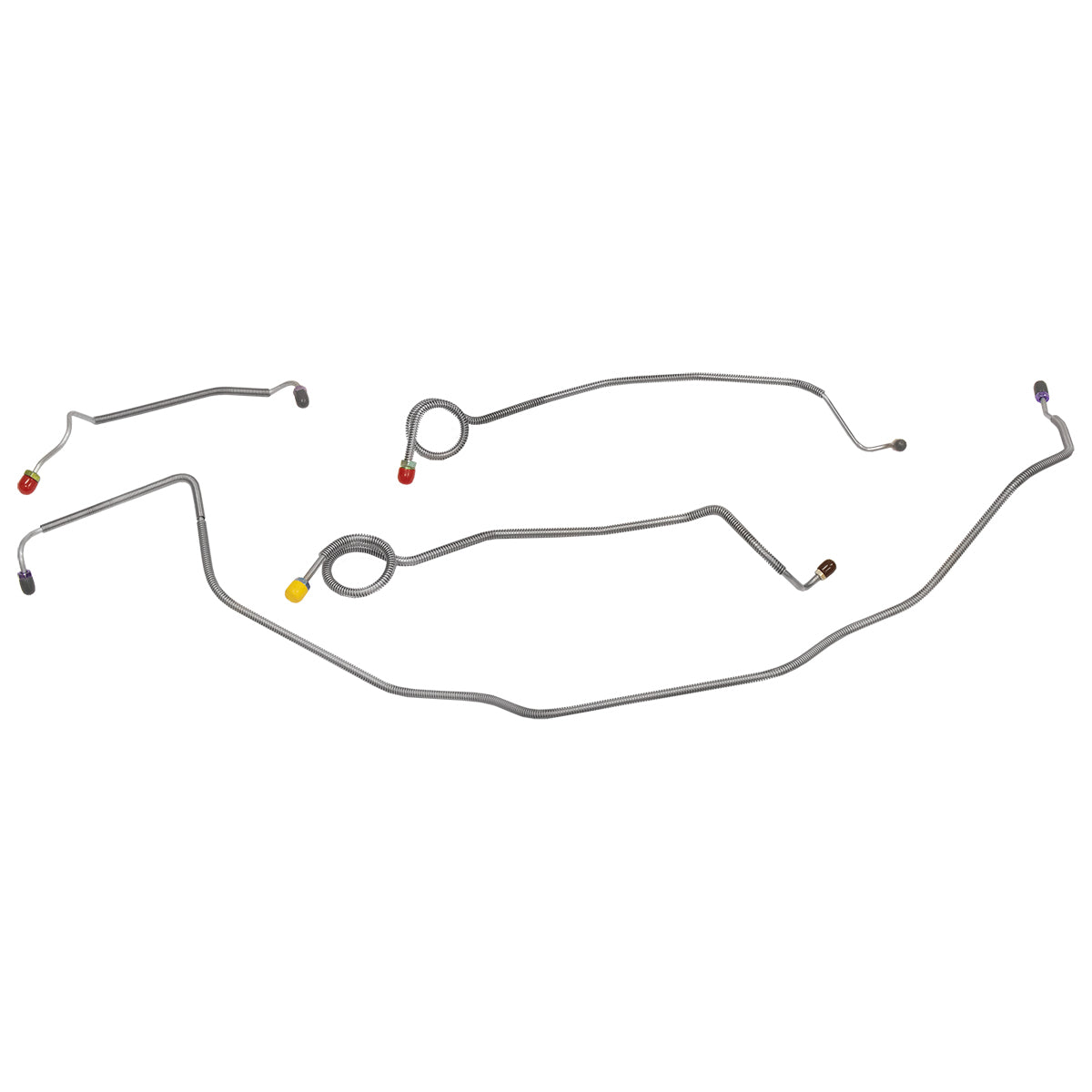 1970-72 Chevrolet Chevelle Malibu El Camino Manual Drum Front Brake Line Kit 4pc, OE Steel