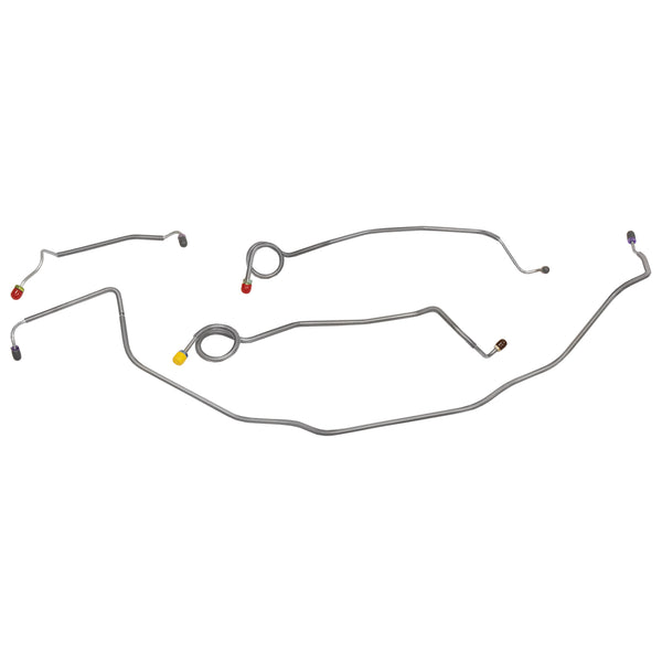1970-72 Chevrolet Chevelle Malibu El Camino Manual Drum Front Brake Line Kit 4pc, OE Steel