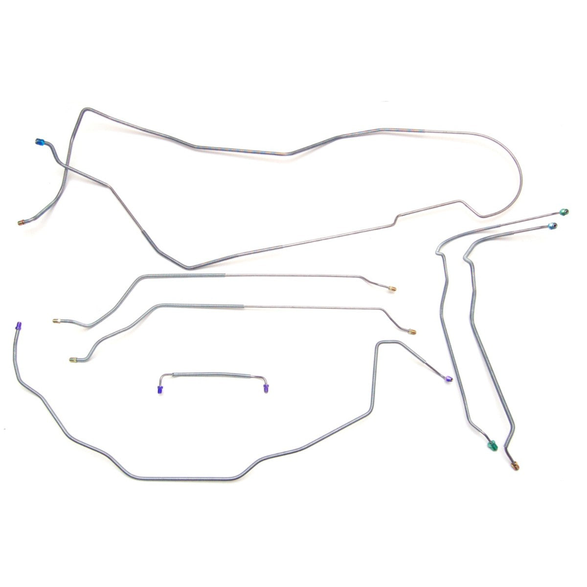 1971-72 Chevrolet Chevelle Malibu SS Hardtop Power Disc Complete Brake Line Kit 7pc, OE Steel