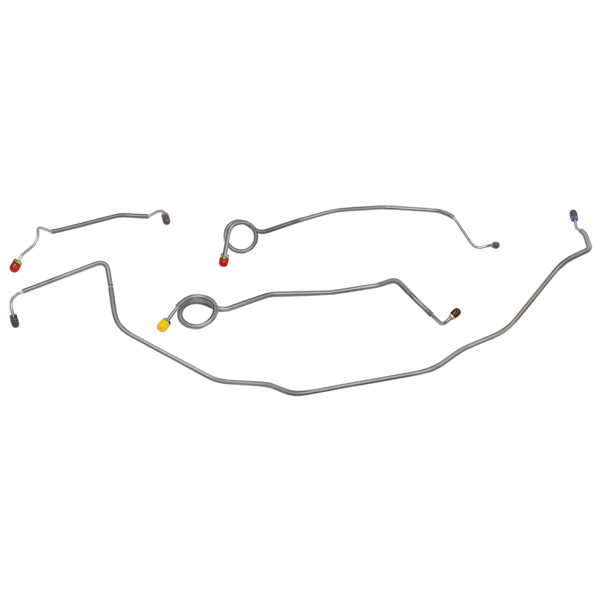 1970-72 Chevrolet Chevelle/Malibu/SS Manual Drum Front Brake Line Kit 4pc, OE Steel