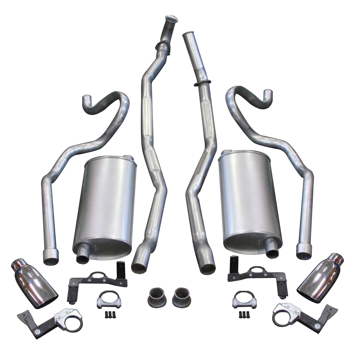 1970-72 Chevrolet Chevelle Complete Exhaust System For Big Block 2-1/2" Head Pipes 2" Straight Tail Pipes w/ Chrome Tips