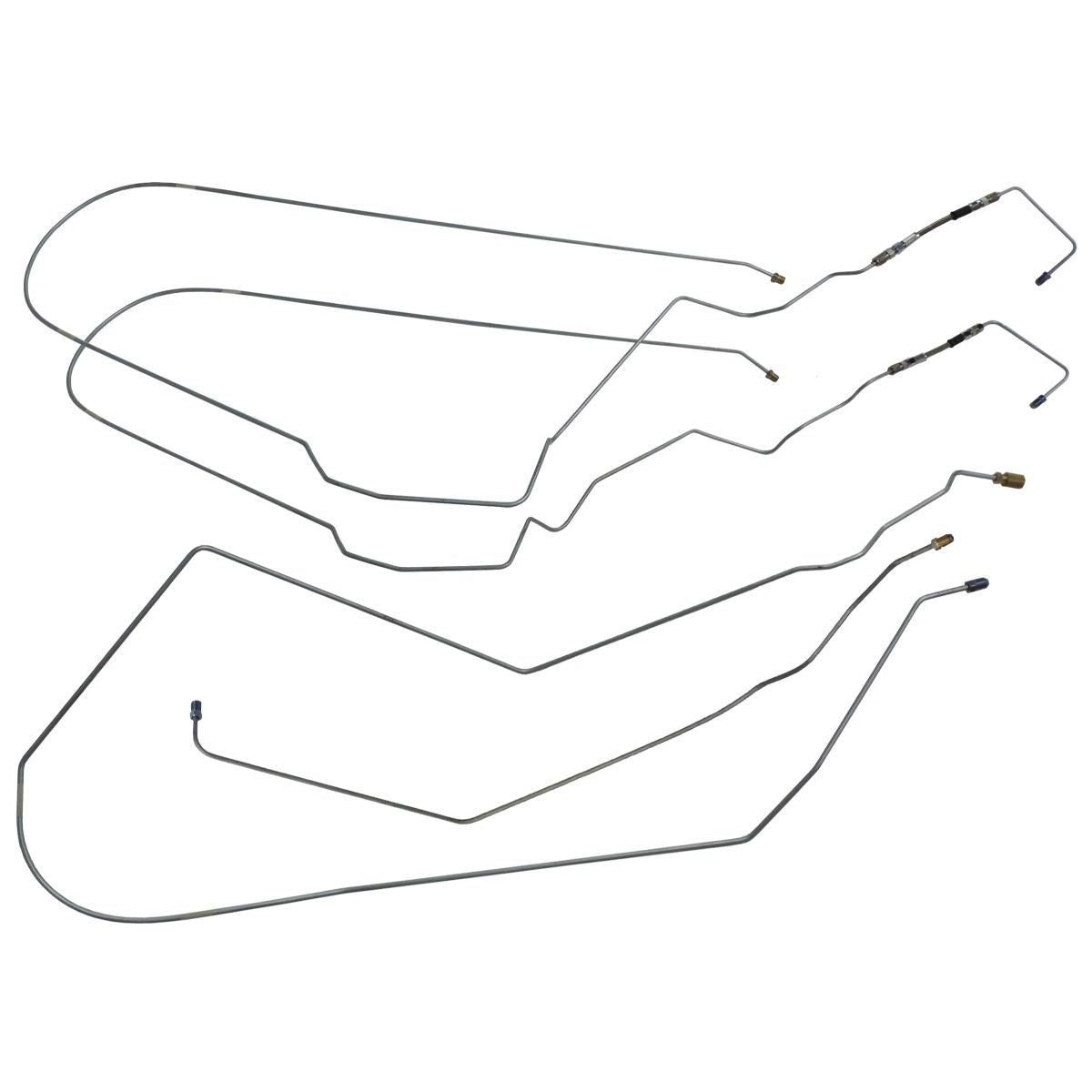 2006-07 Chevrolet Monte Carlo Four-Wheel Disc w/ABS Mid-Chassis Brake Line Kit (w/Flex) 4pc, OE Steel