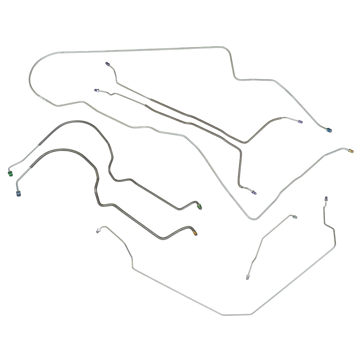 1973-77 Chevrolet Monte Carlo Power Disc Brake Line Kit 7pc, OE Steel