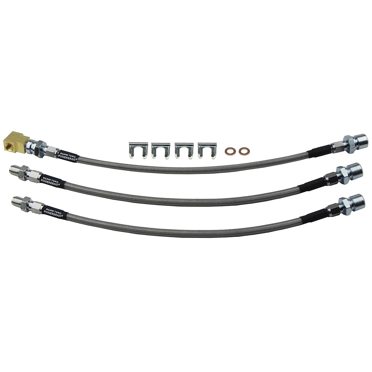 1966-67 Chevrolet Chevy II Drum Brakes Stainless Braided Brake Hose Kit 3pc