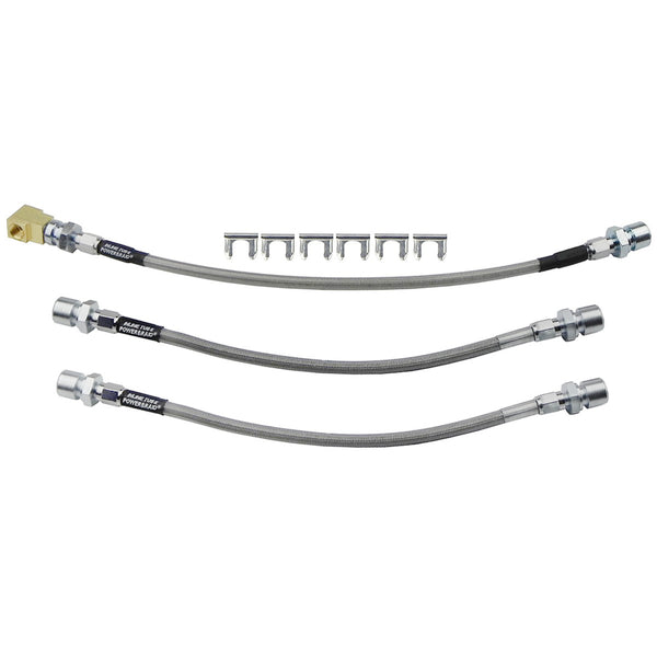 1966-67 Chevrolet Chevy ll Factory Front Disc Staniless Braided Brake Hose Kit 3pc