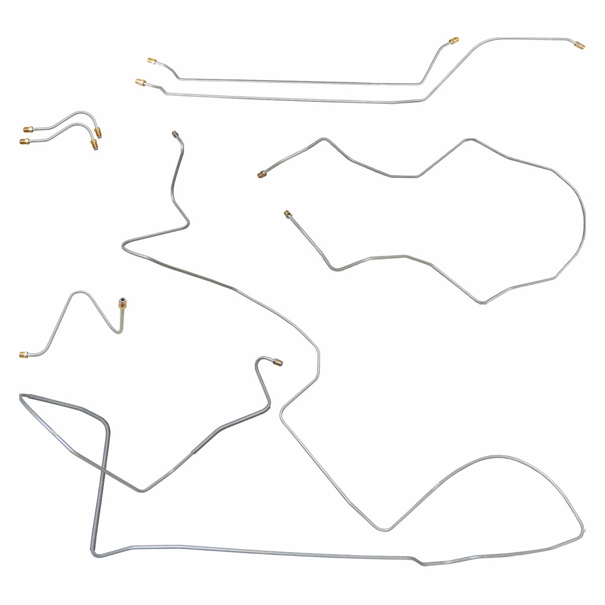 1966 Chevrolet Chevy II/Nova/SS L79 Manual Drum V8 Dual Exhaust Brake Line Kit 7pc, OE Steel