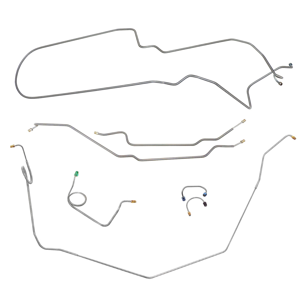 1973-74 Chevrolet Nova/SS Manual Drum Brake Line Kit 7pc, OE Steel