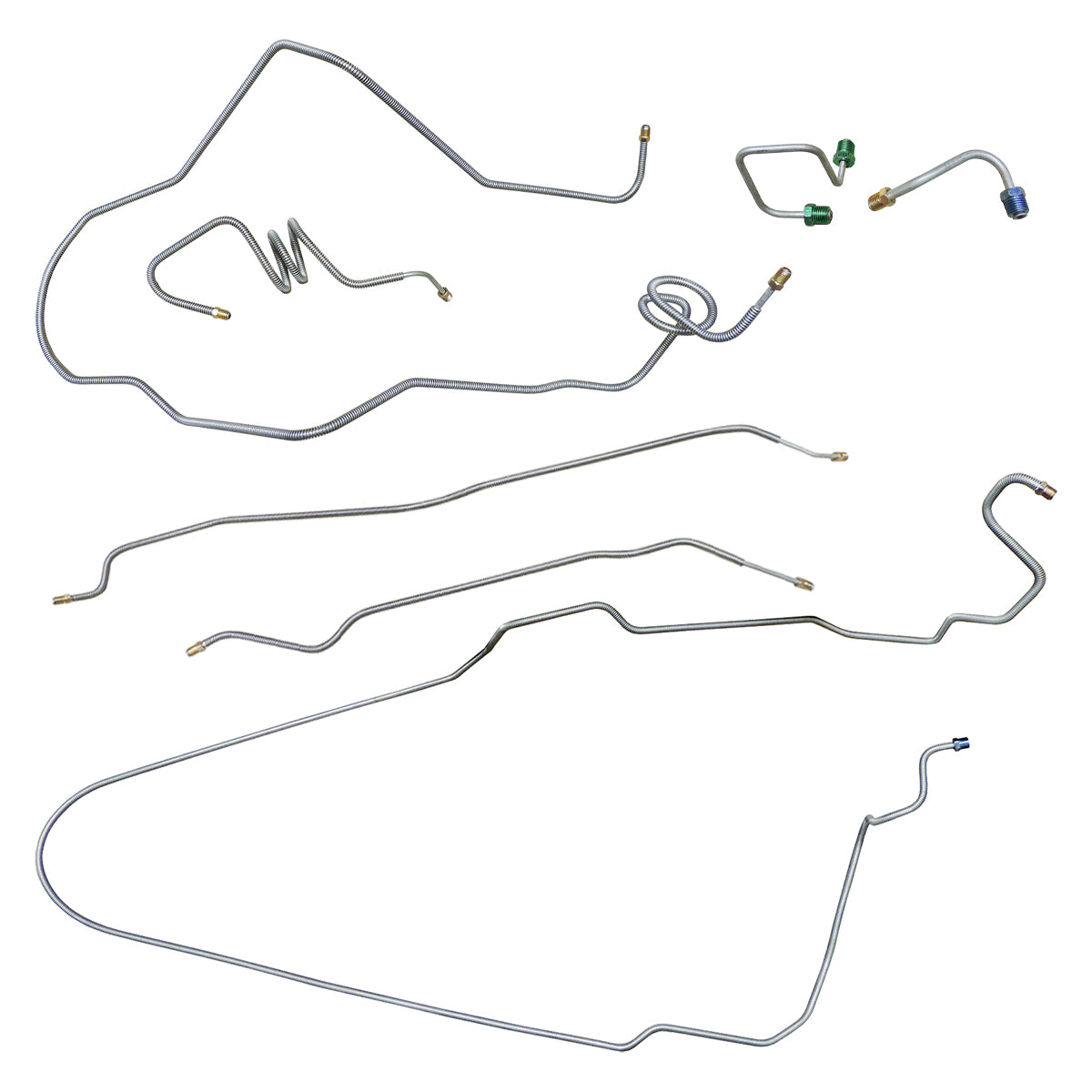 1975-76 Chevrolet Nova SS Complete Manual Disc Brake Line Kit 7pc, OE Steel