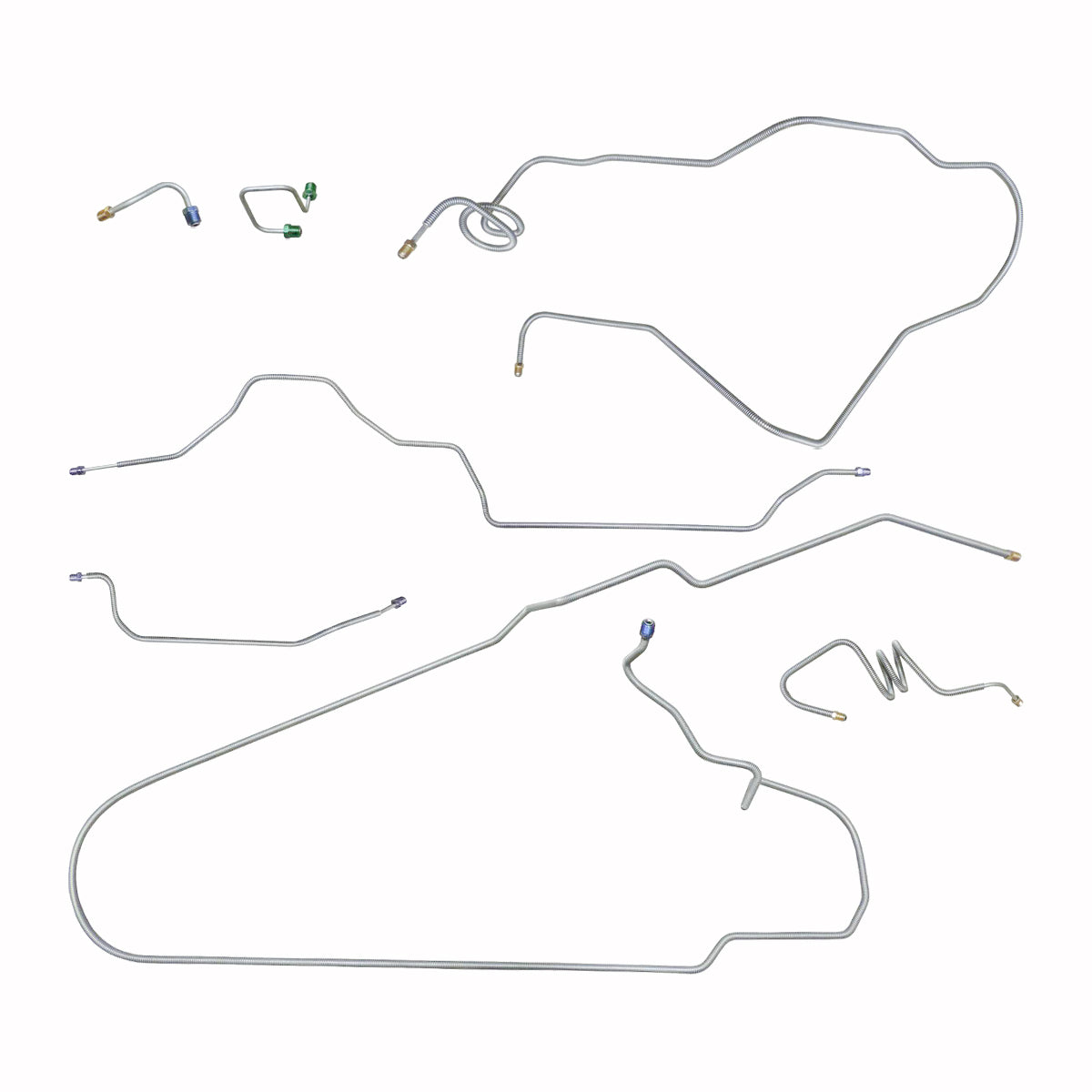 1977-79 Chevrolet Nova Complete Manual Disc Brake Line Kit 7pc, OE Steel