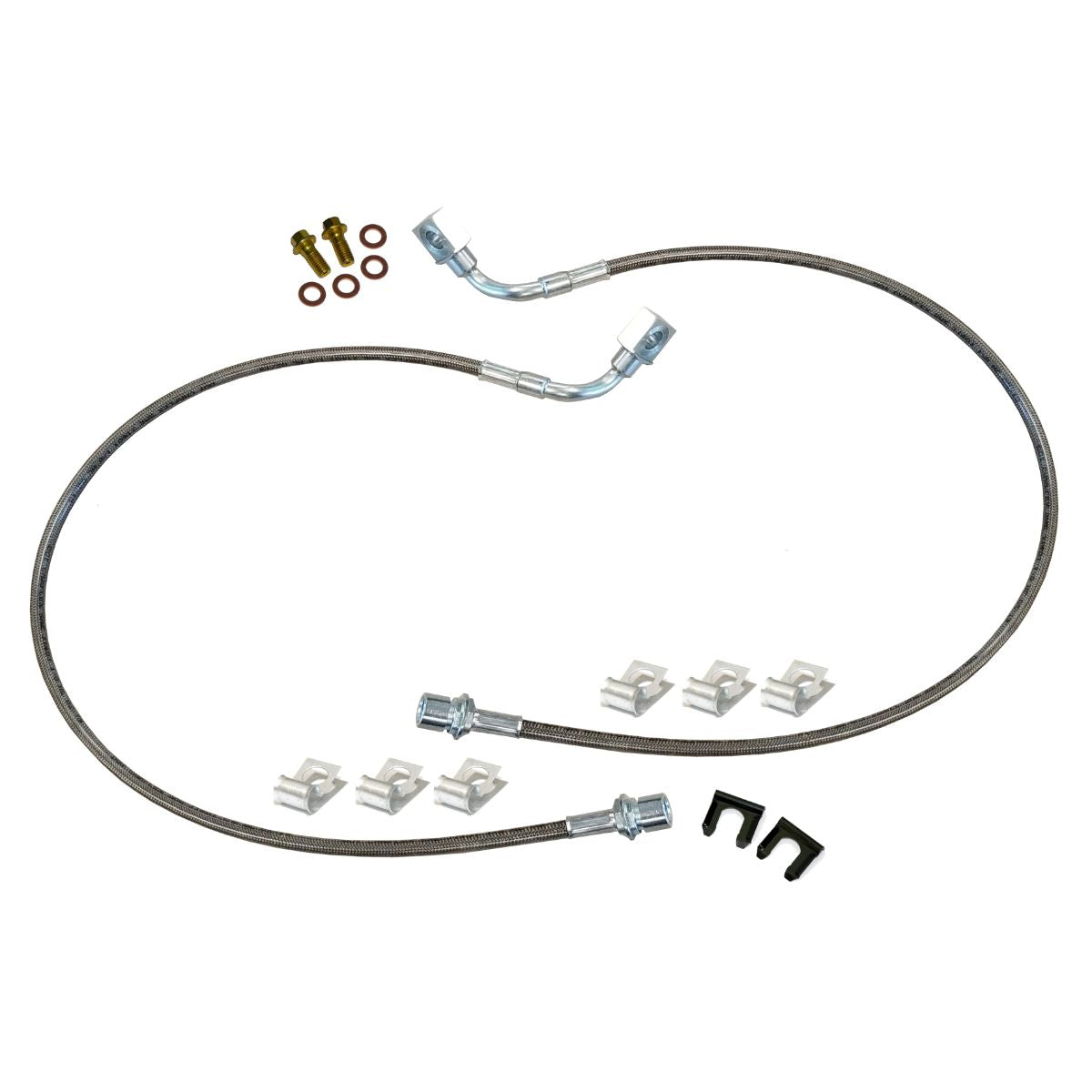 2001-07 Chevrolet GMC 1500 2500 3500 Font Stainless Brake Hose Kit 2pc