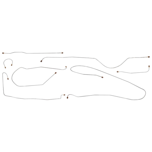 1947-49 Chevrolet GMC Truck 2WD 1/2-Ton Shortbed 1/4" Rear Axle Manual Drum Brake Line Kit 7pc, OE Steel