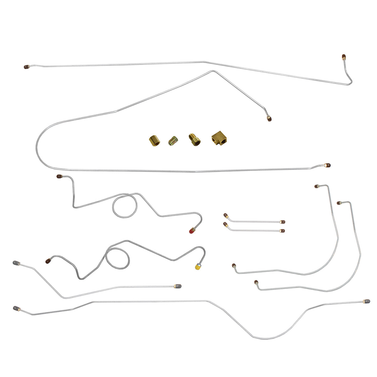 1960-62 Chevrolet GMC Truck 2wd Dual Master Cylinder Power Drum Brake Line Kit 10pc, 1/2 ton, Longbed, OE Steel