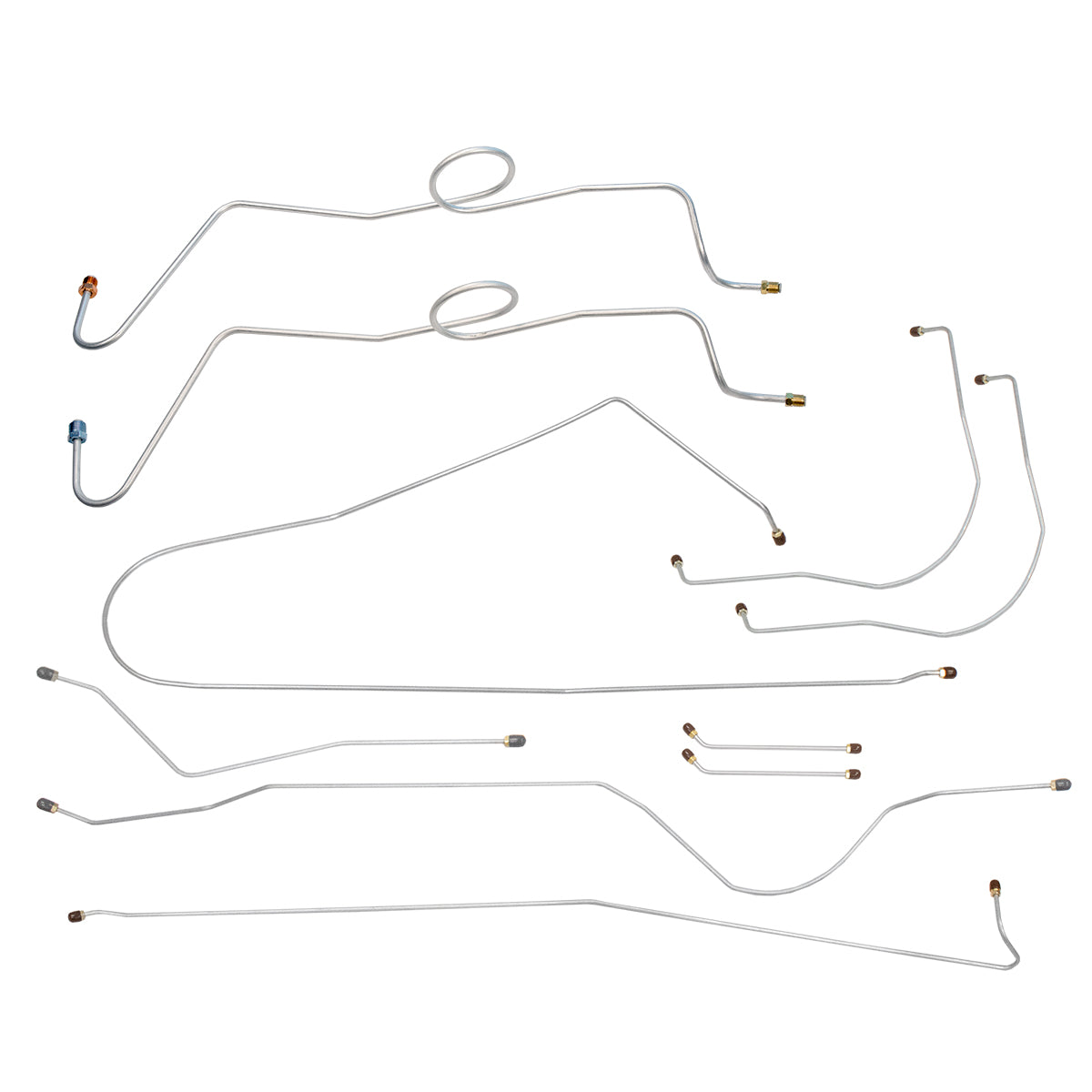 1960-62 Chevrolet GMC Truck 2wd Dual Master Cylinder Complete Manual Drum Brake Line Kit 10pc, 1/2 ton, Longbed, OE Steel