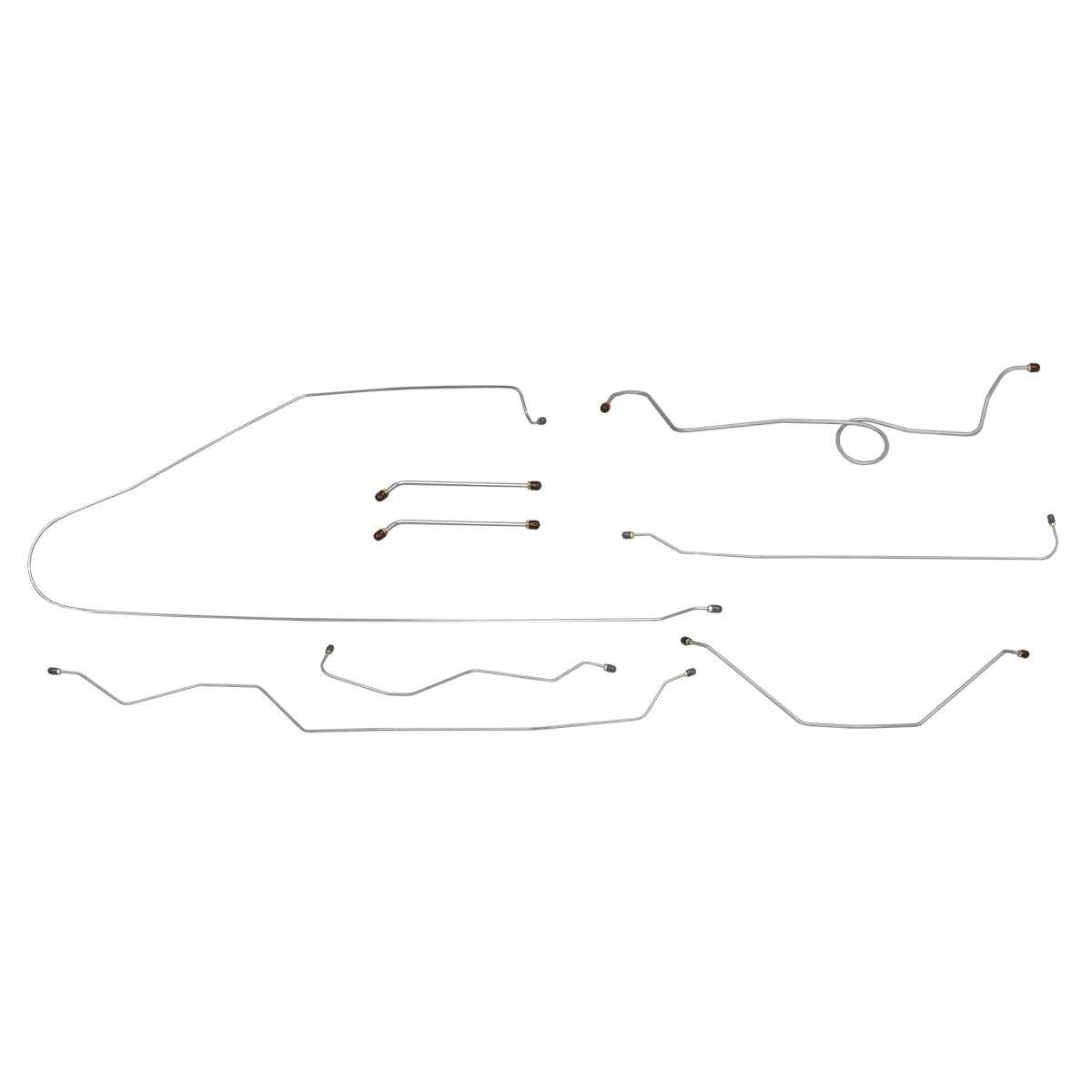1964 Chevrolet GMC Truck 2WD 1/2-Ton Std. Cab Shortbed Manual Drum Brake Line Kit 8pc, OE Steel