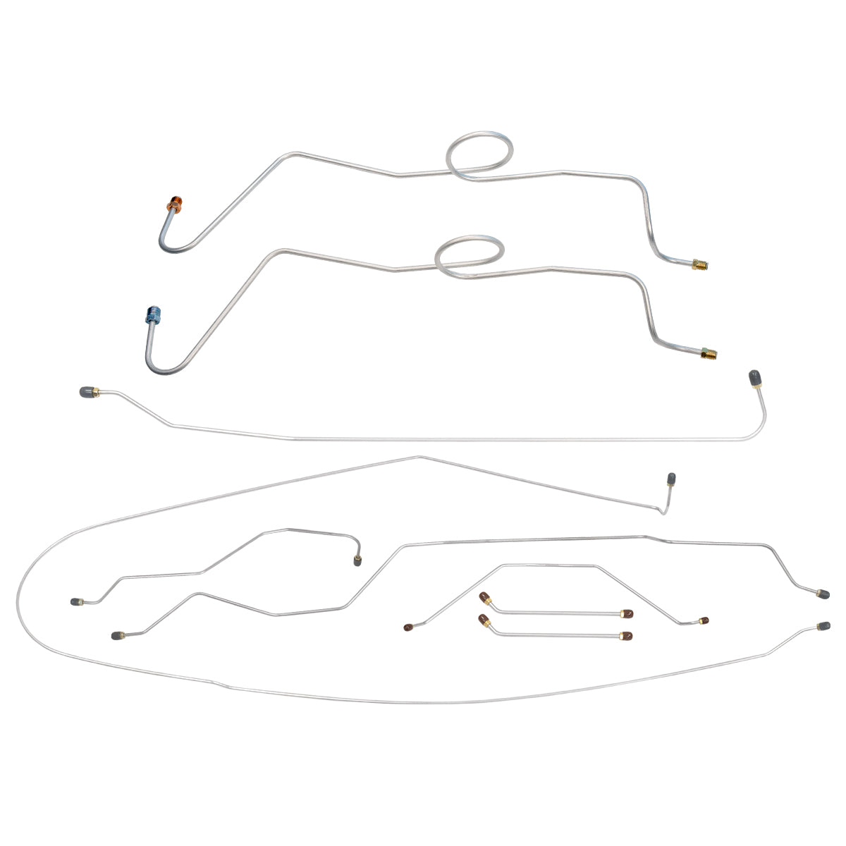 1963-64 Chevrolet/GMC Truck 2WD 1/2-Ton Std. Cab Shortbed Dual M/C Manual Drum Brake Line Kit 10pc, OE Steel