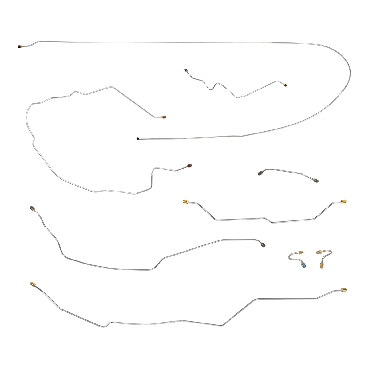 1967 Chevrolet/GMC Truck 2wd Power Drum Full Brake Line Kit 9pc, 1/2 ton, Leaf Rear, Longbed, OE Steel