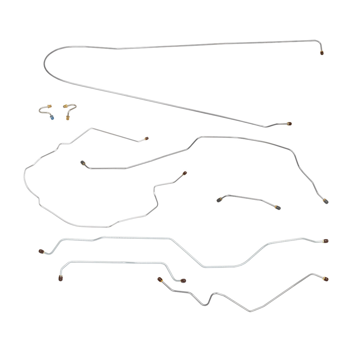 1967 Chevrolet GMC Truck 2wd Complete Power Drum Brake Line Kit 9pc, 3/4 ton, Coil Rear, Short Bed, OE Steel