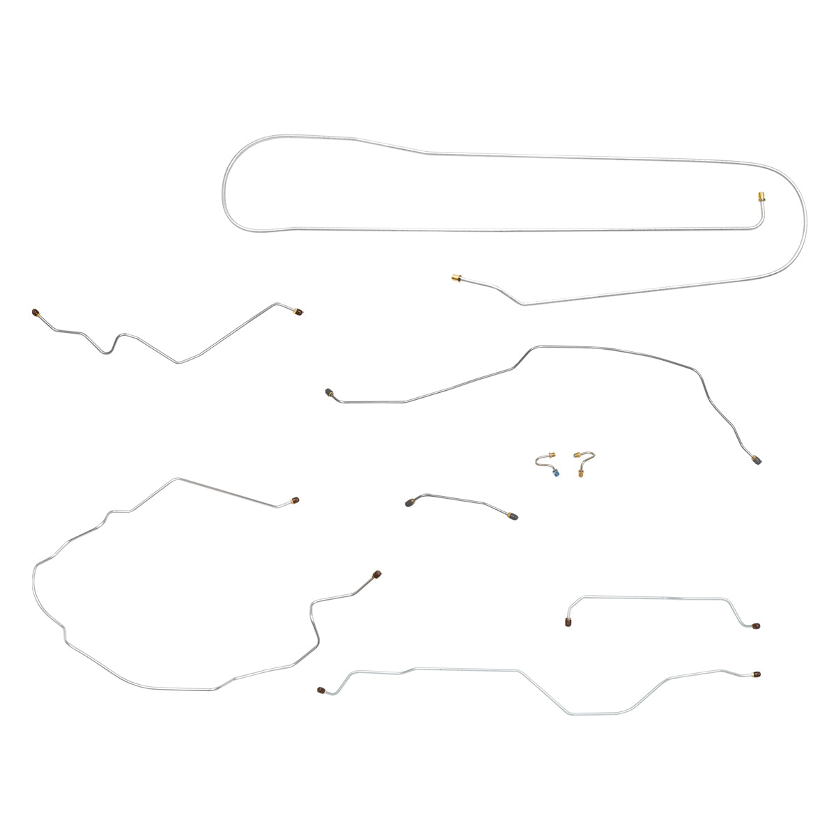 1967 Chevrolet GMC Truck 2wd Complete Power Drum Brake Line Kit 9pc, 3/4 ton, Coil Rear, Longbed, OE Steel