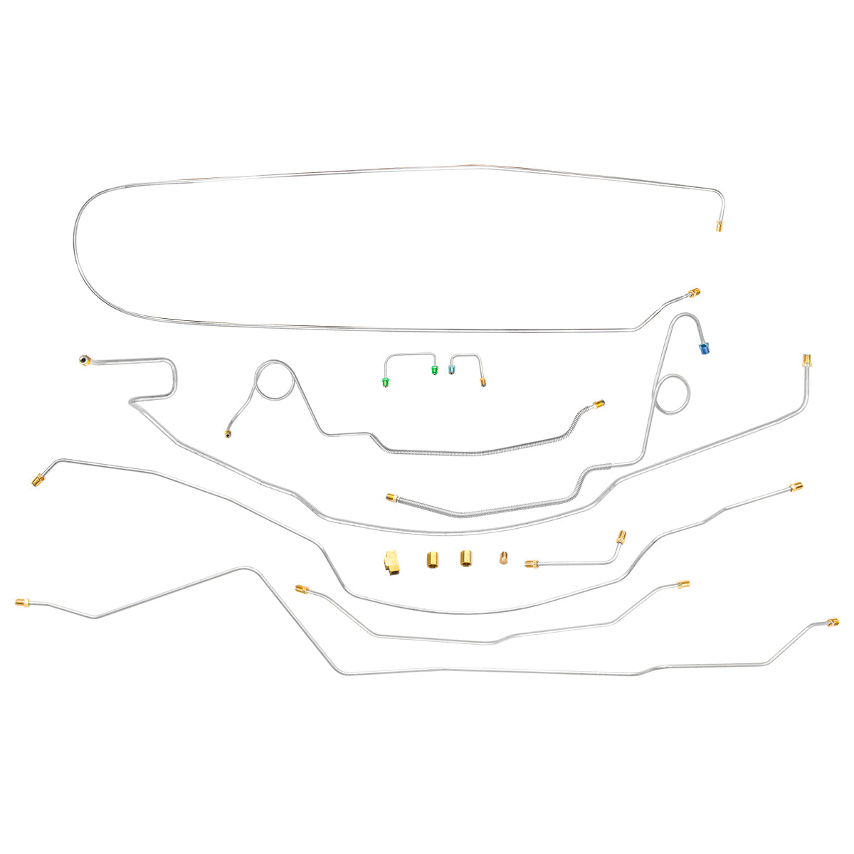1967-70 Chevrolet GMC Truck 2WD 1/2-Ton Std. Cab Shortbed Coil Rear Power Disc Conversion Brake Line Kit 10pc, OE Steel