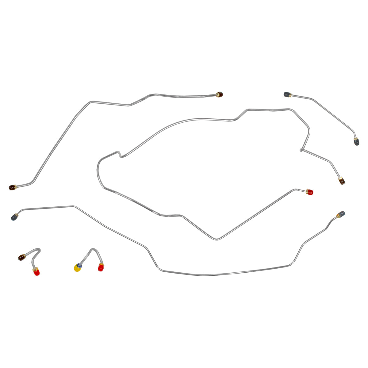 1968-69 Chevrolet GMC Truck 2WD 1/2, 3/4-Ton Power Drum Front Brake Line Kit 6pc, OE Steel