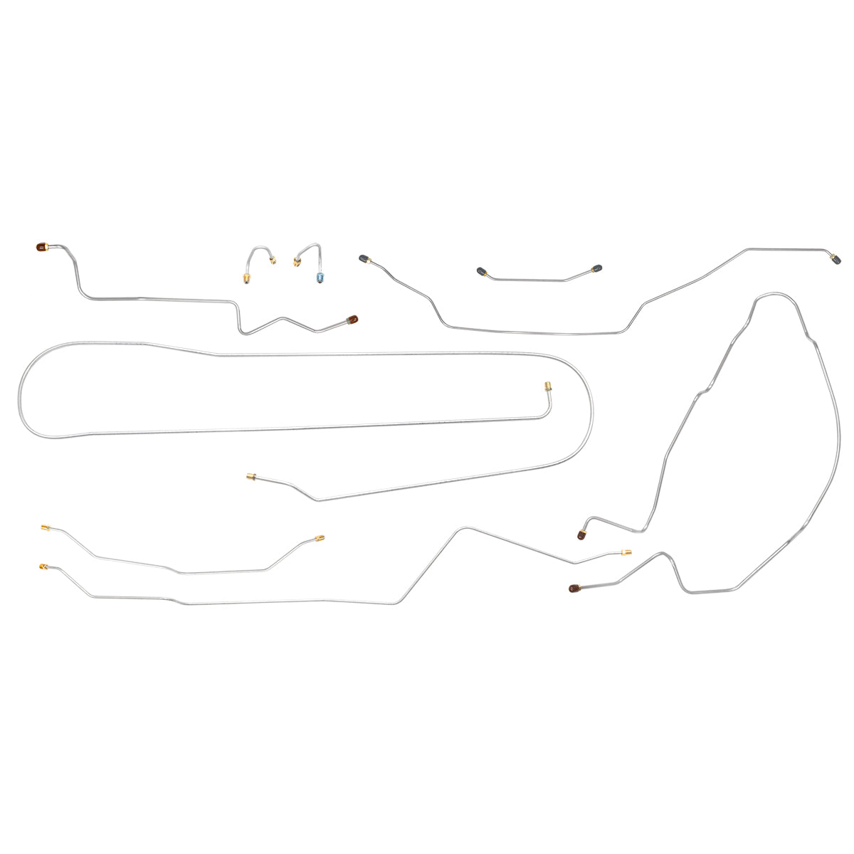 1968-69 Chevrolet GMC Truck 2wd Complete Manual Drum Full Brake Line Kit 9pc, 1/2 ton, Coil Rear, Long Bed 9pc OE Steel