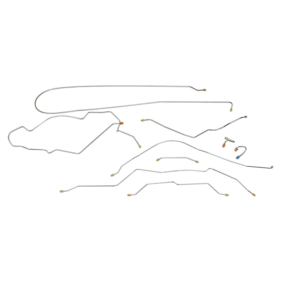 1968-69 Chevrolet GMC C10 Truck Power Drum Complete Brake Line Kit Coil Rear Short Bed, 9pc OE Steel
