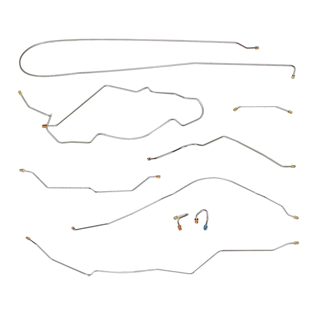 1968-69 Chevrolet GMC Truck 2wd Complete Power Drum Brake Line Kit 9pc, 3/4 ton, Coil Rear, Long Bed, OE Steel